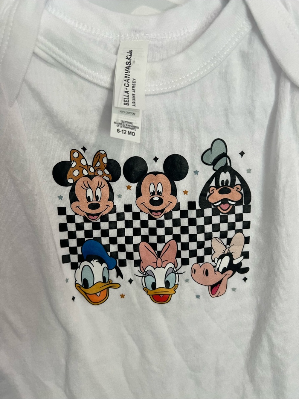 Bella Canvas White Kids Disney Character Grid Graphic onesie
